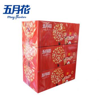商用-五月花A19613S喜庆版盒装面纸-200抽(小财神)36盒/箱