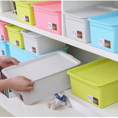 塑料收纳箱有盖整理箱大号41*27.5*14CM(颜色随机）