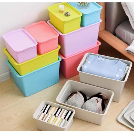 塑料收纳箱有盖整理箱大号41*27.5*14CM(颜色随机）